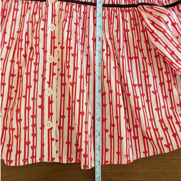 NWT Maeve Anthropologie The Leandra Shirred Yoke Striped Hearts Blouse, size M - Picture 4 of 6